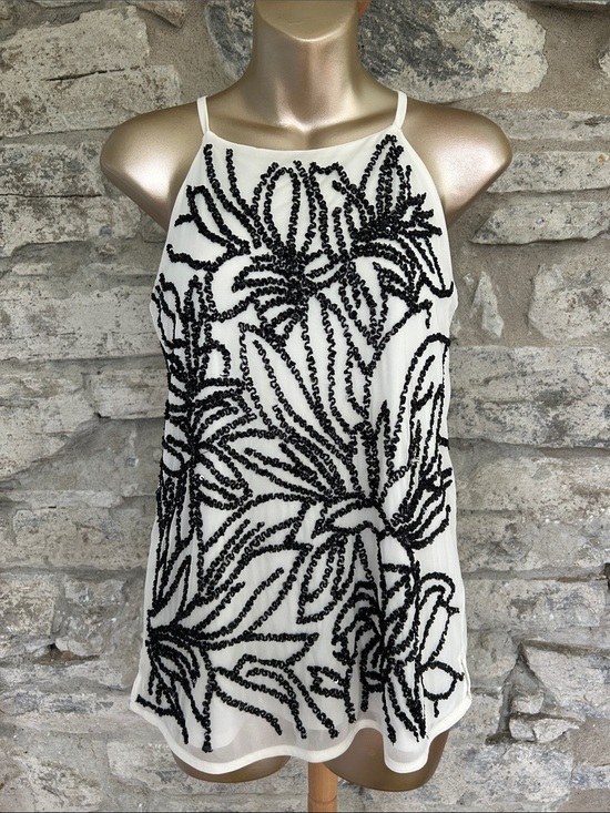 White House Black Market Tops - Beaded Floral Top